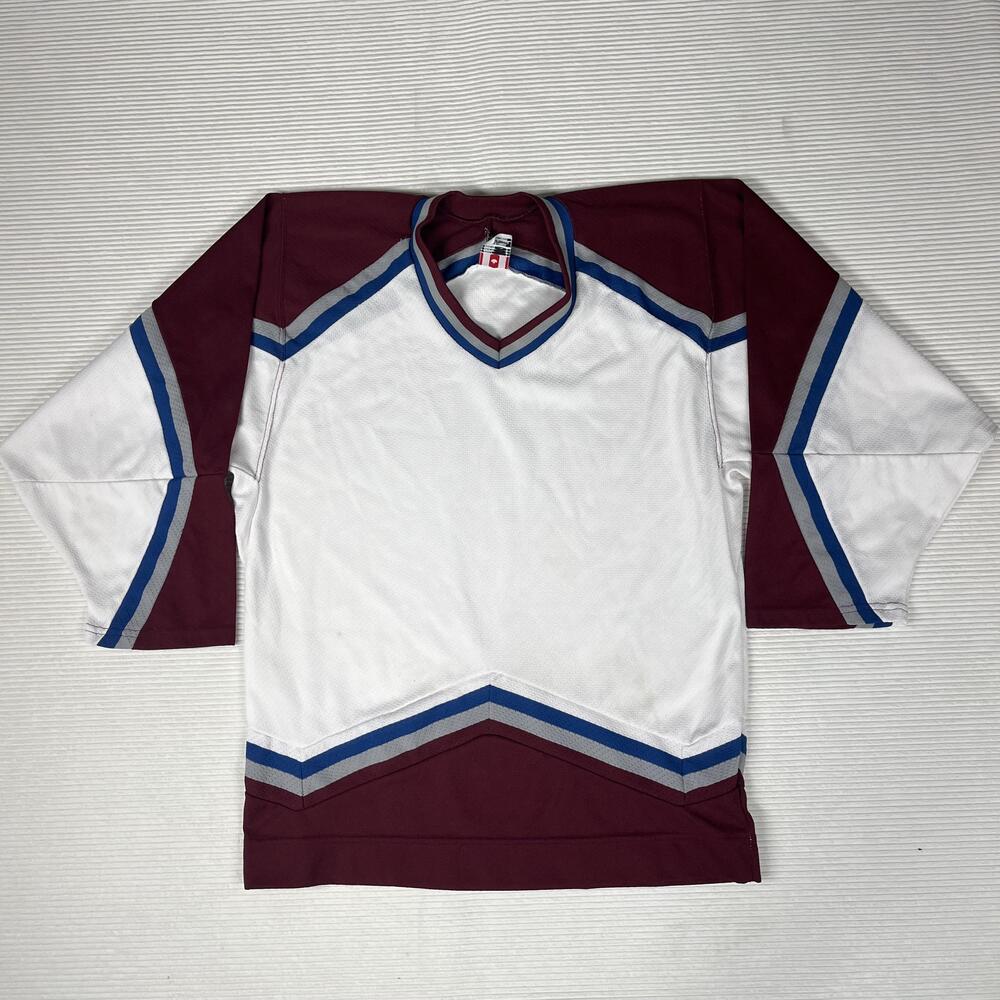 CCM Blank Jersey Mens Small White Burgundy Avalanche Colors Hockey Mesh Practice